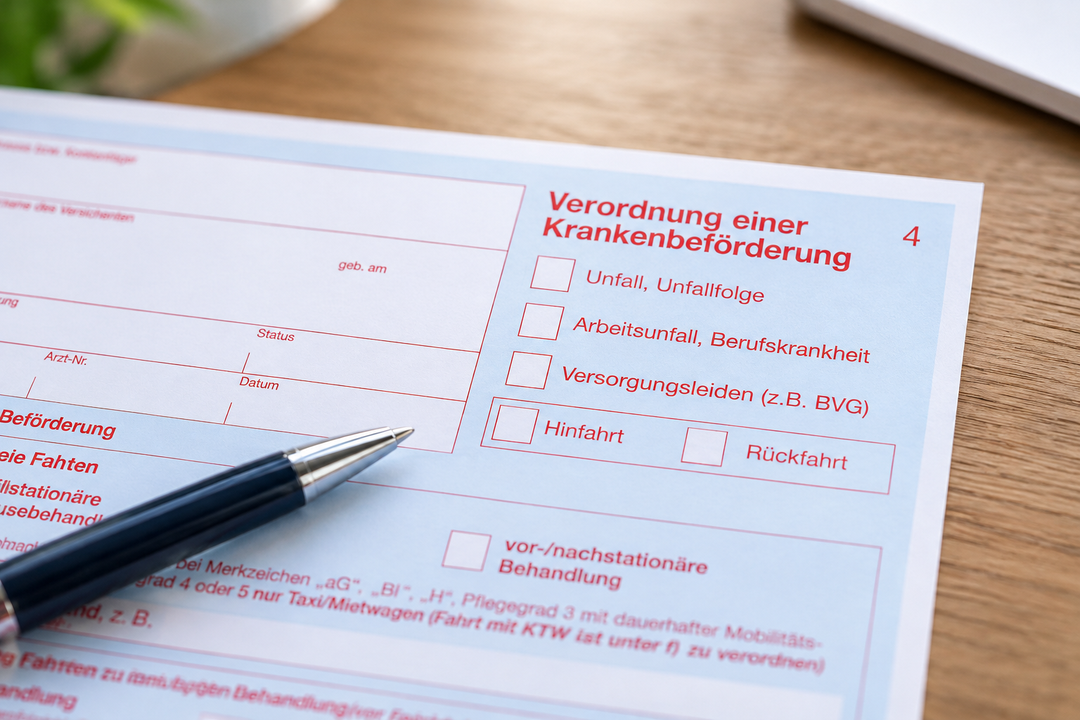 Verordnung einer Krankenbeförderung